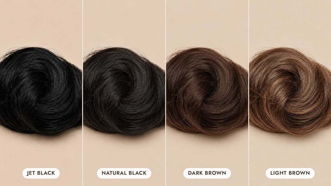 hairdidi.com bun shades: Jet Black, Natural Black, Dark Brown and Light Brown