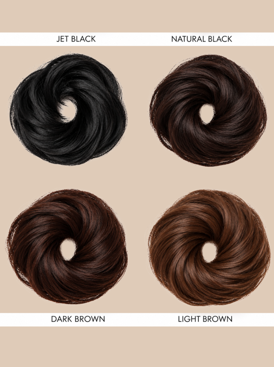 hairdidi.com Donut Scrunchie Bun, 100% human hair messy bun in 4 natural shades