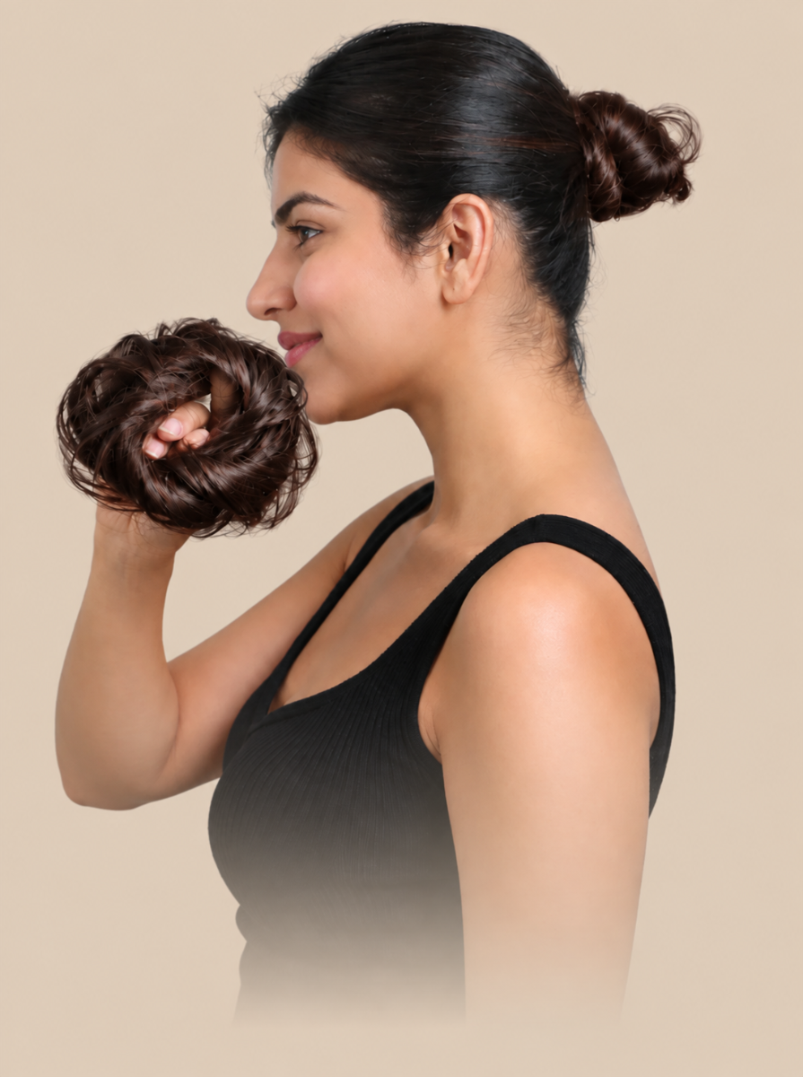 Donut Scrunchie Bun in Dark Brown, 100% human hair
