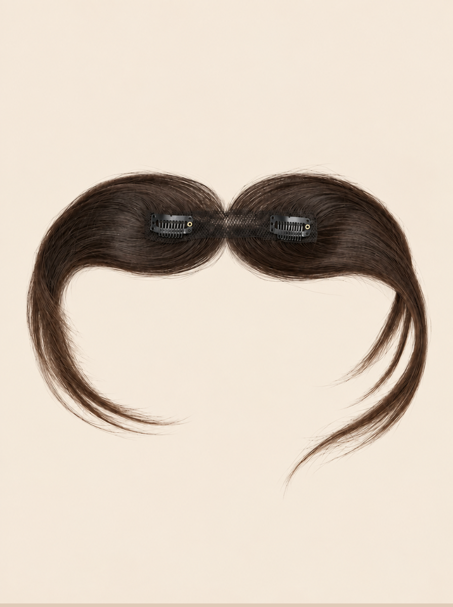 Clip-In Curtain Bangs in Dark Brown, 100% human hair