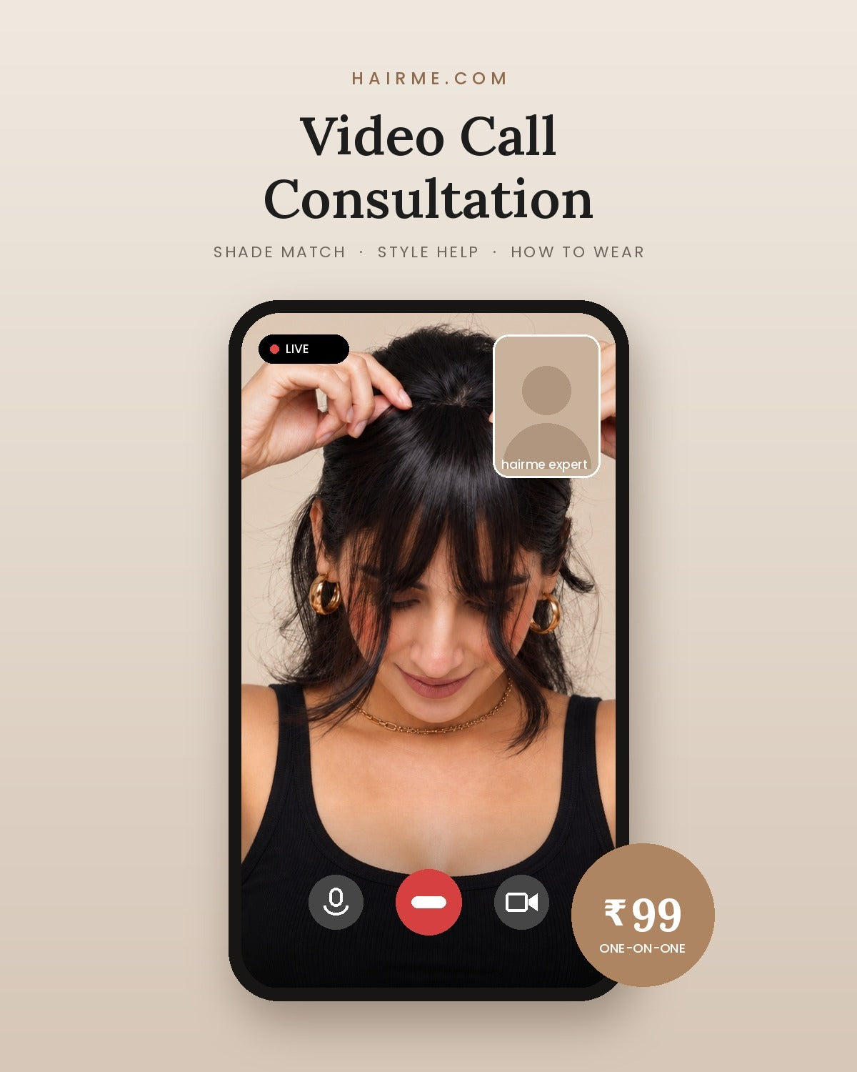 hairdidi.com one-on-one video call consultation for ₹99