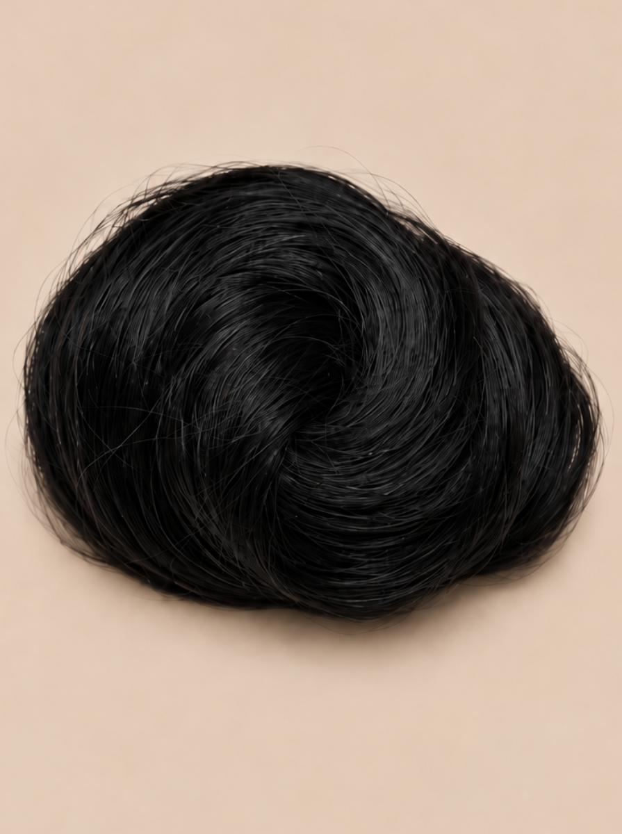 Clutch-On Scrunchie in Jet Black, 100% human hair