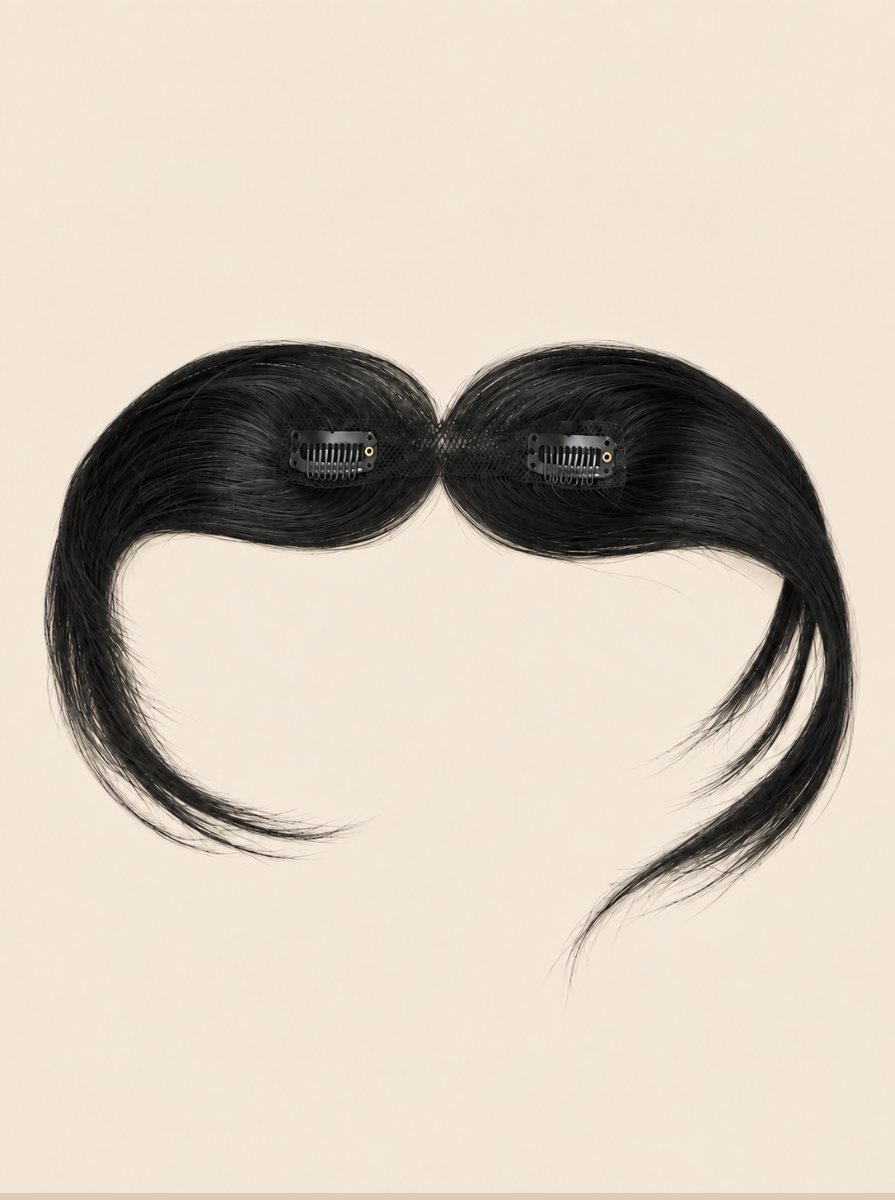 Clip-In Curtain Bangs in Jet Black, 100% human hair