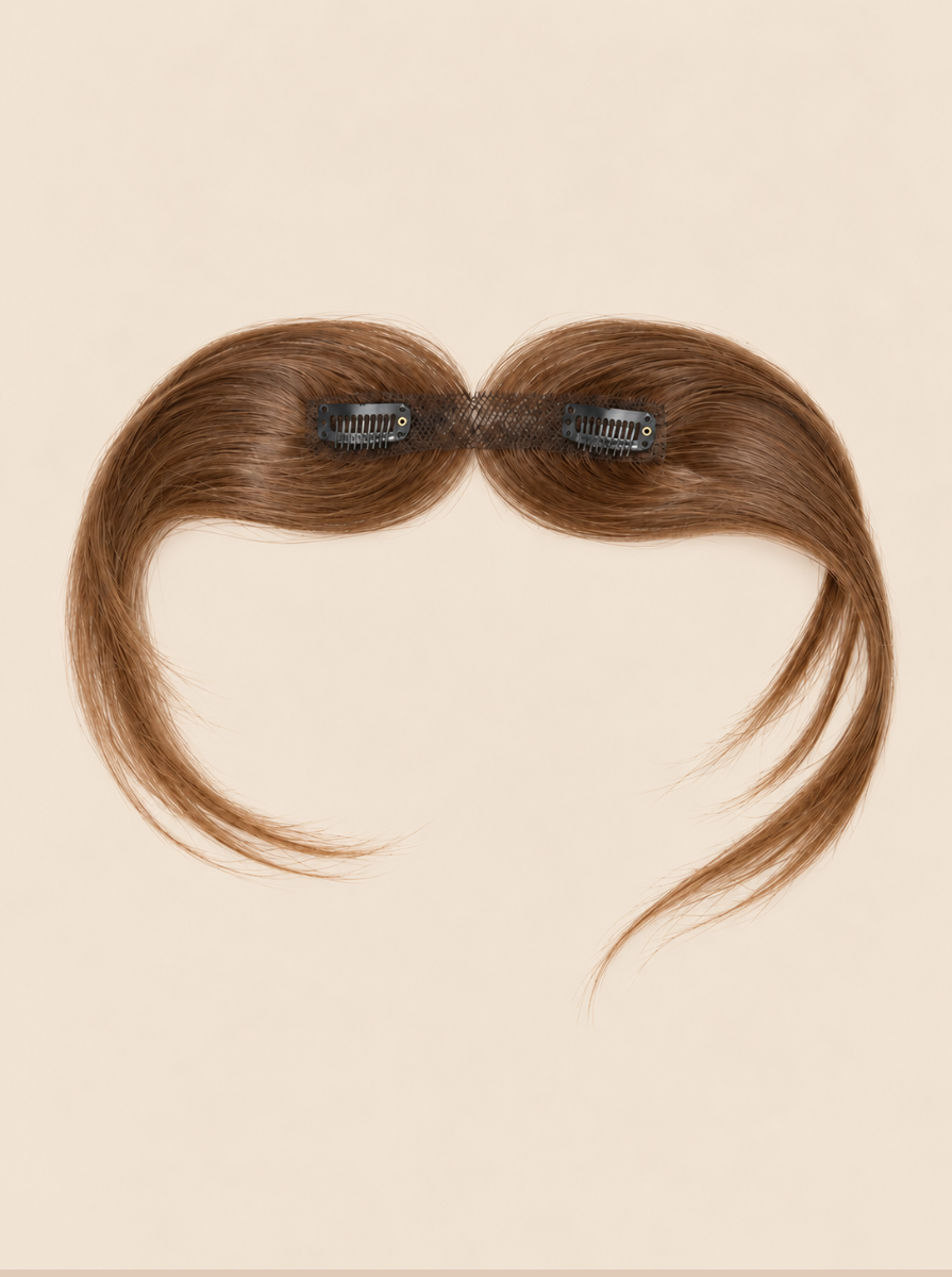 Clip-In Curtain Bangs in Light Brown, 100% human hair