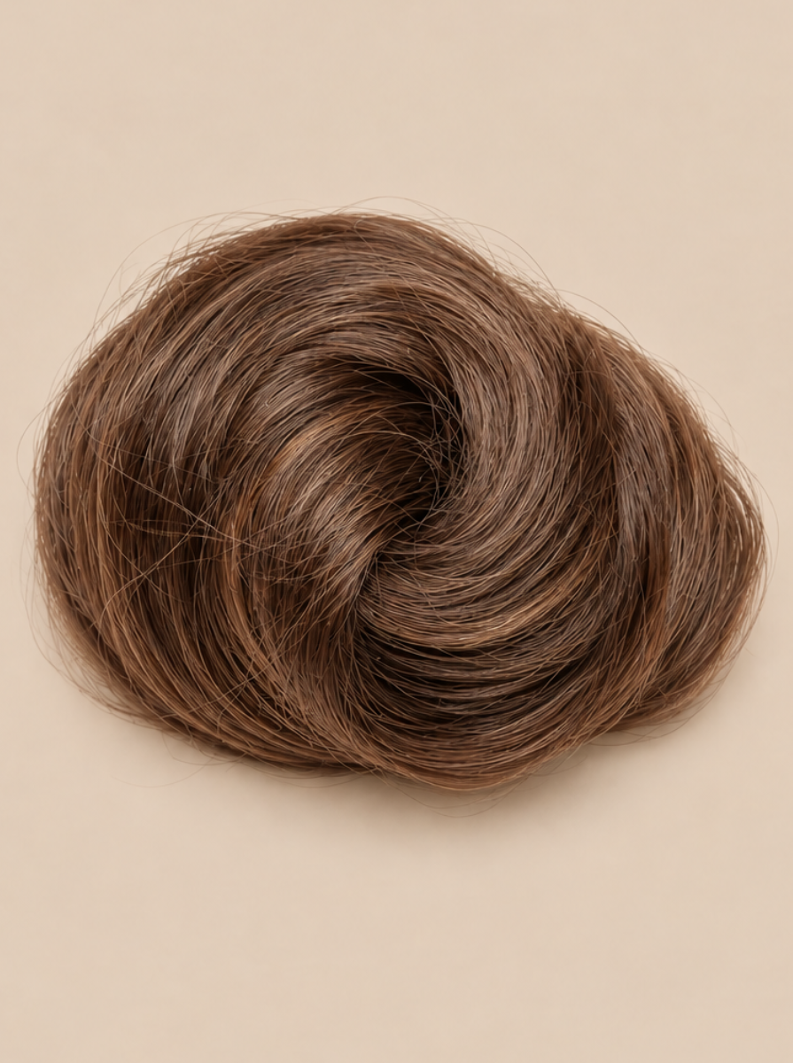 Clutch-On Scrunchie in Light Brown, 100% human hair