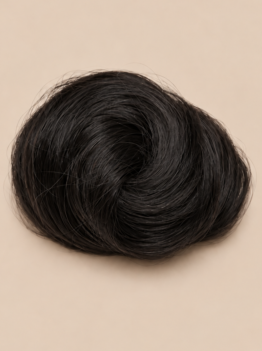Clutch-On Scrunchie in Natural Black, 100% human hair