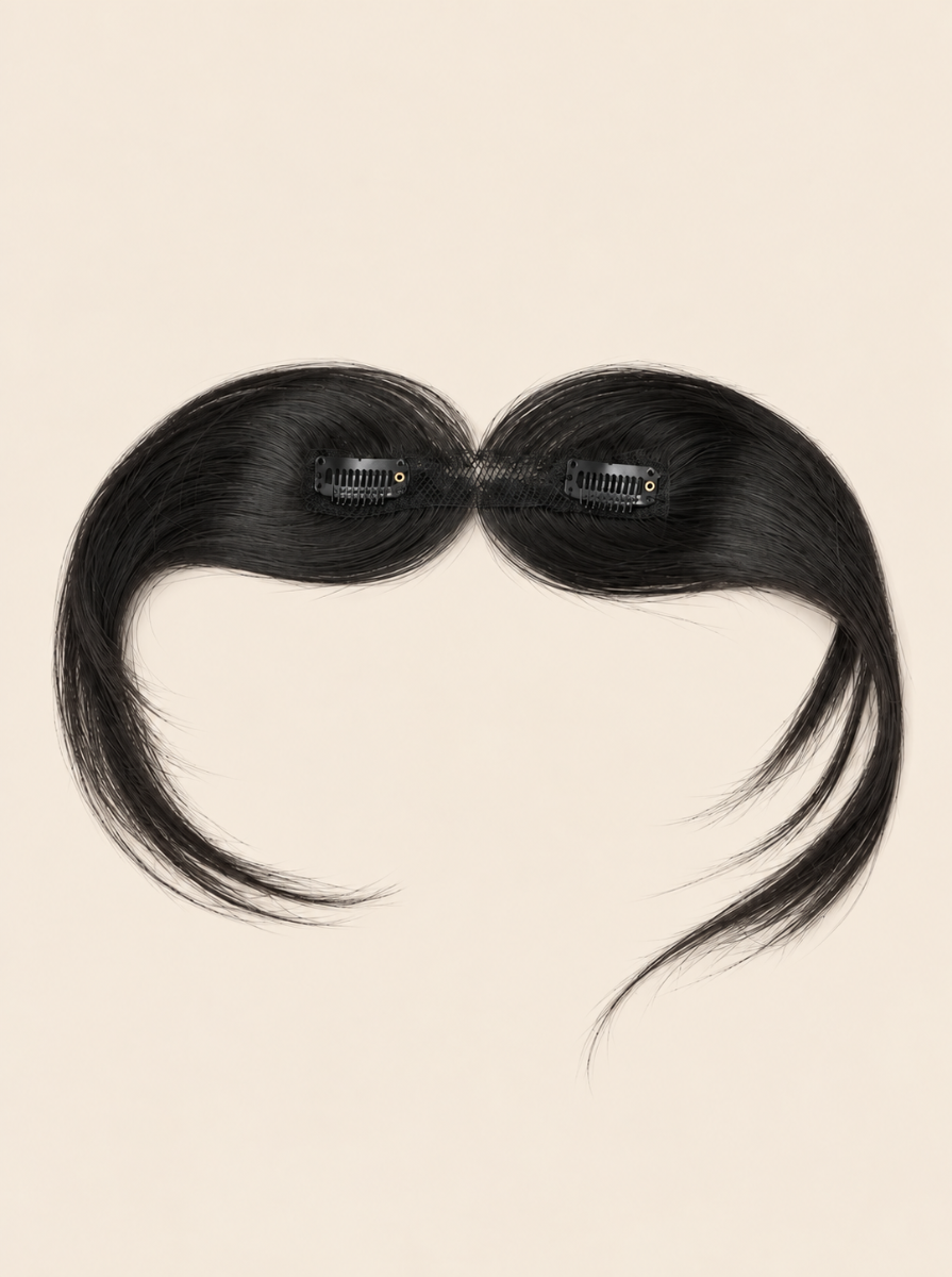 Clip-In Curtain Bangs in Natural Black, 100% human hair