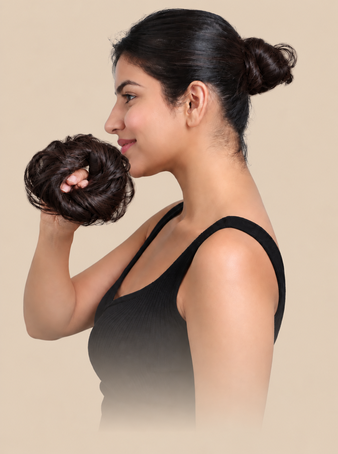 Donut Scrunchie Bun in Natural Black, 100% human hair